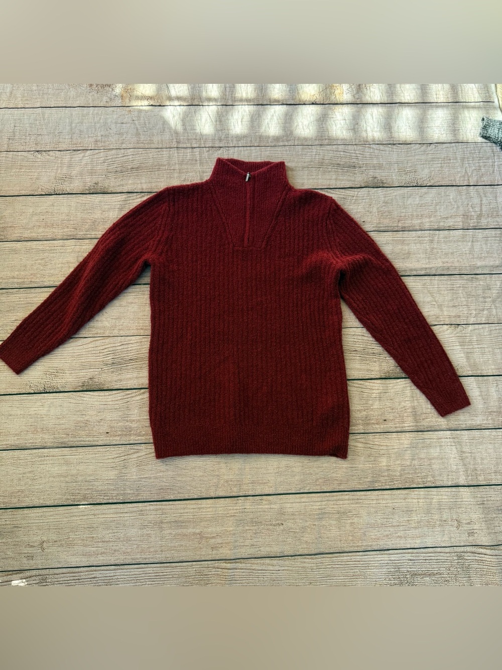 LL Bean Sweater Womens Small Red Cozy Cloud Quarter Zip Pullover Outdoor